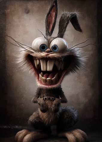 Cartoon Rabbit with Big Smile
