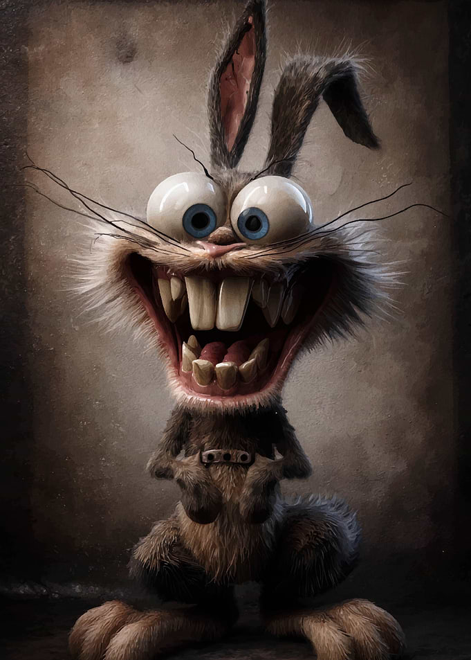 Cartoon Rabbit with Big Smile