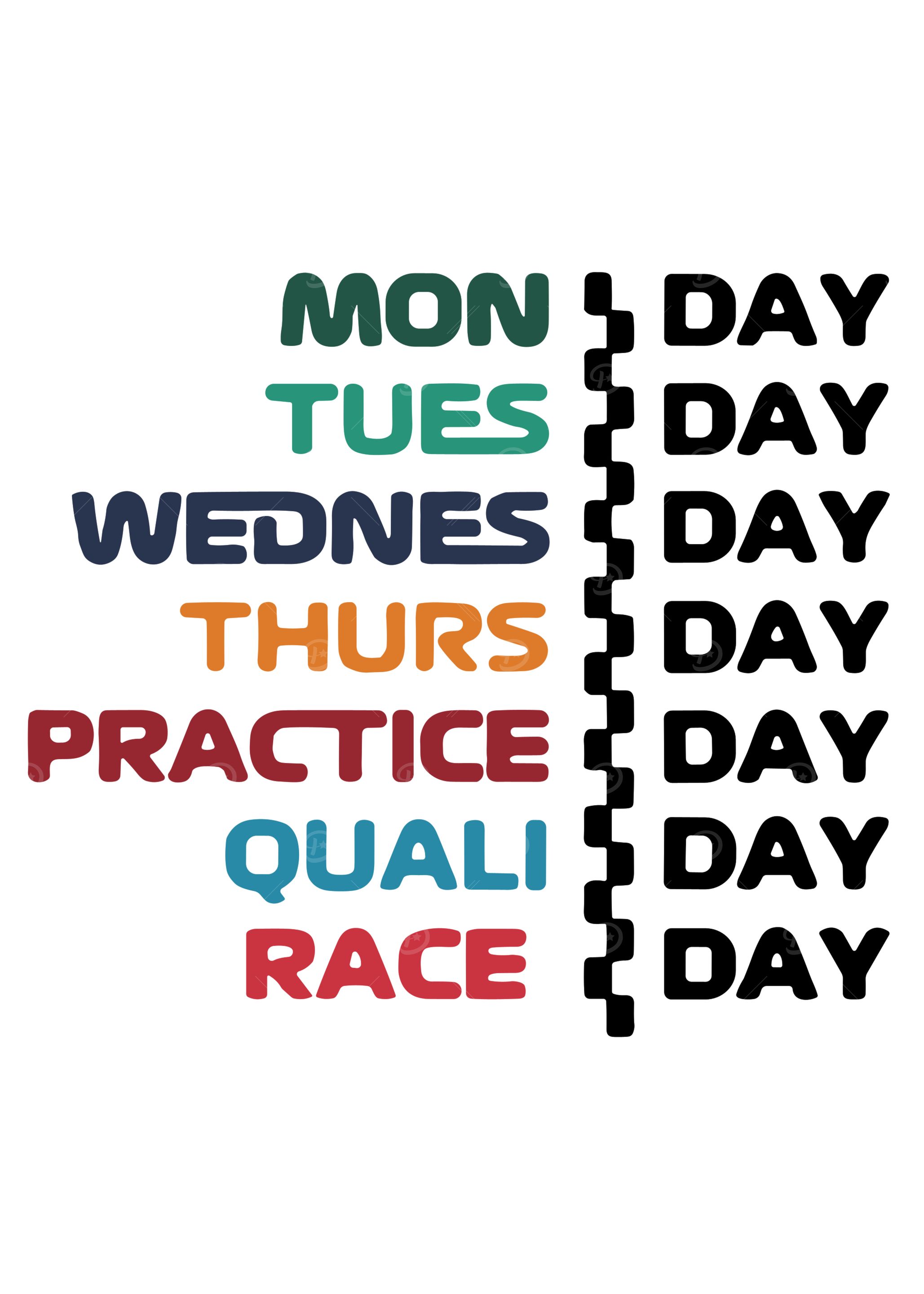 F1 Days of the Week