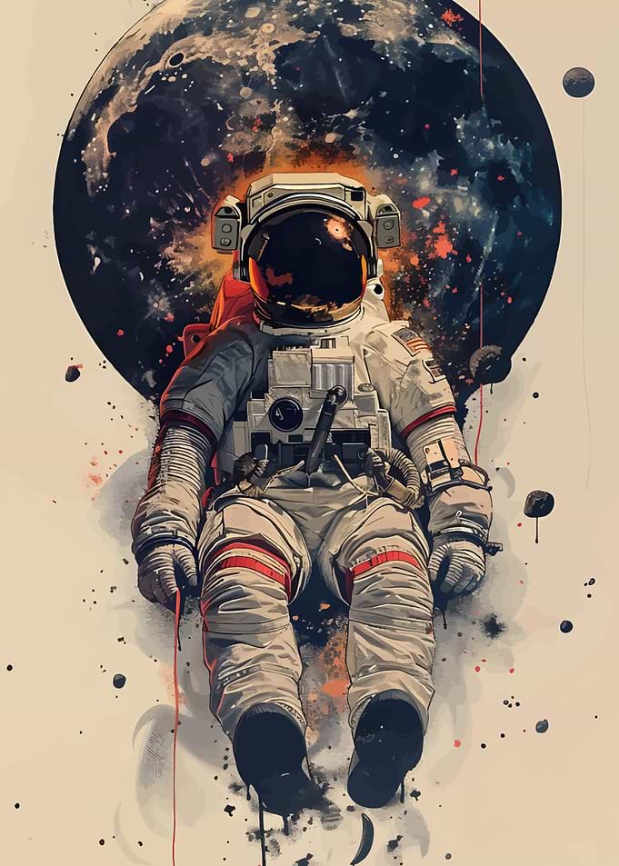 Astronaut in Space with Planet