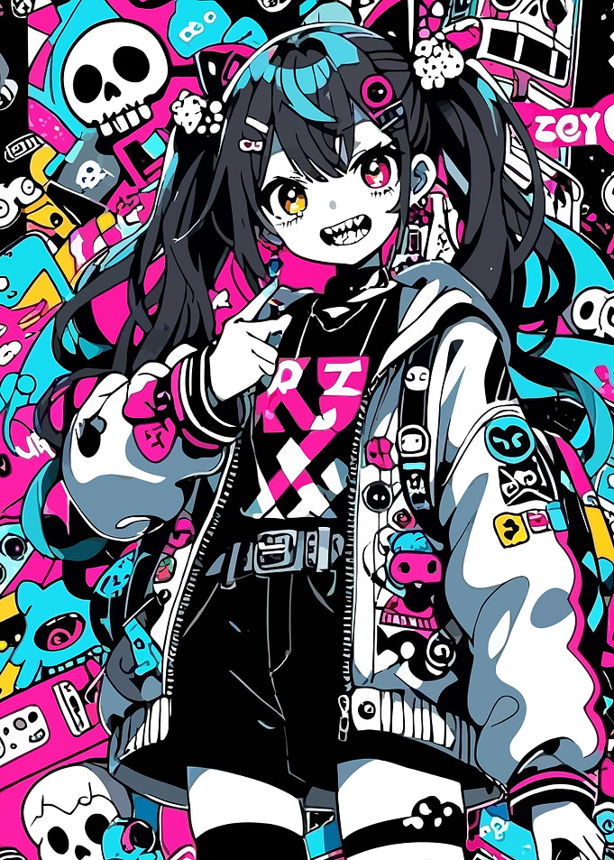 Anime Girl in Graffiti Style