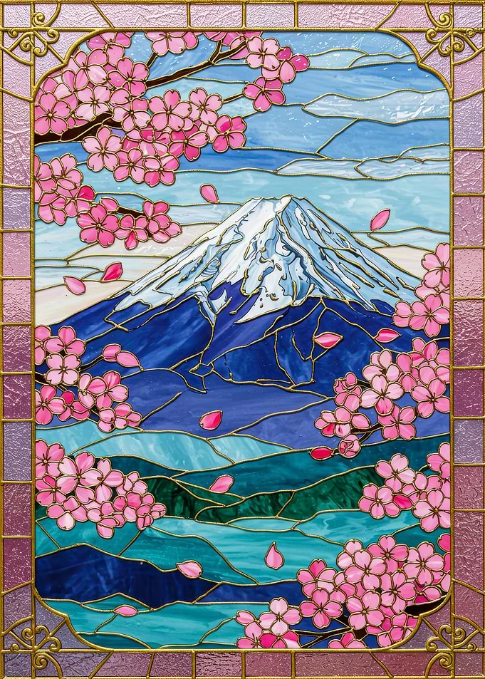 Mount Fuji Stained Glass Art