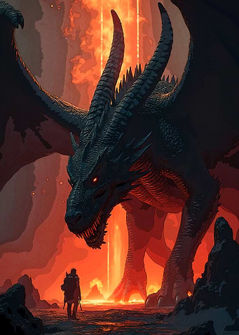 Dragon Warrior Fiery Landscape