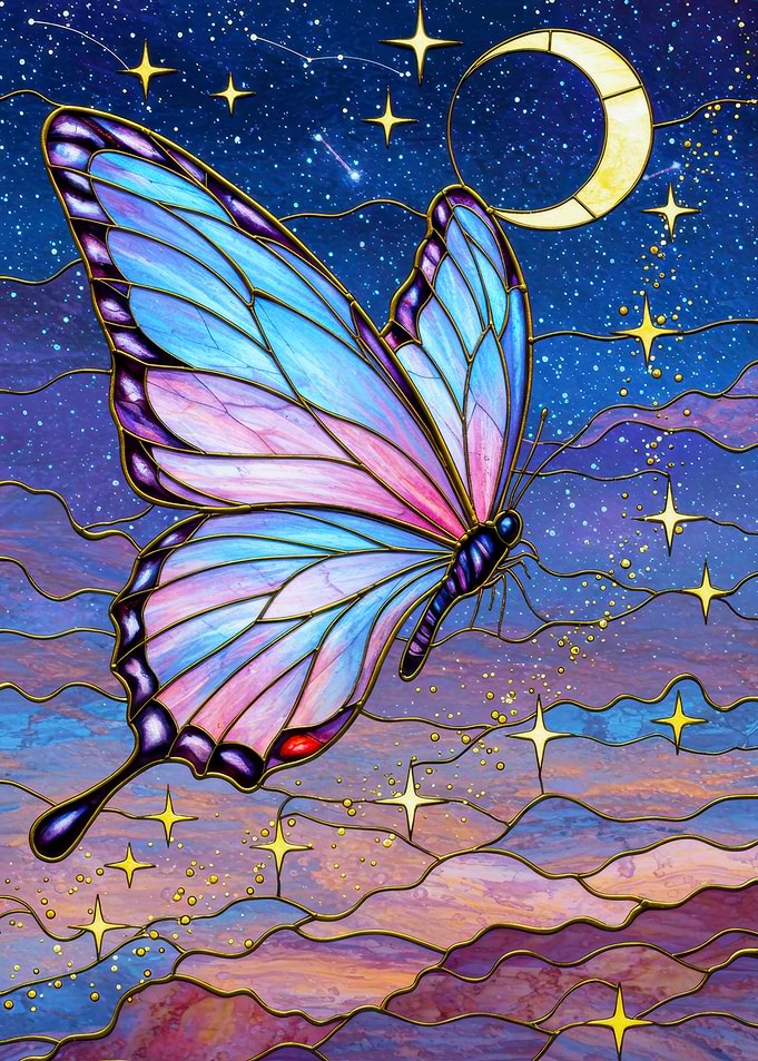Butterfly in a starry night sky