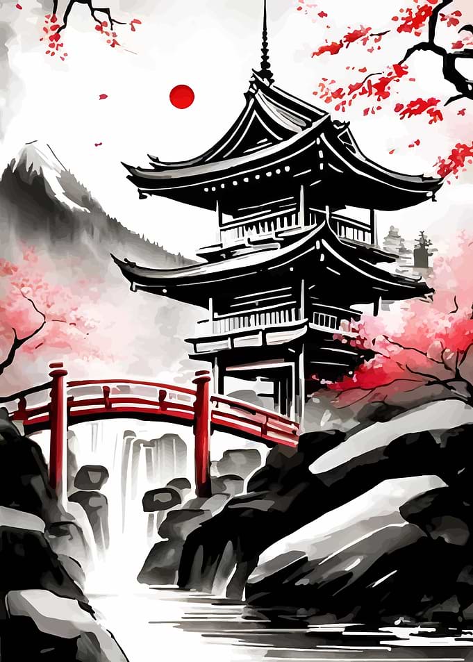 Japanese with Cherry Blossoms
