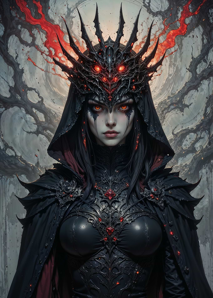 Dark Queen with Crown and Armor