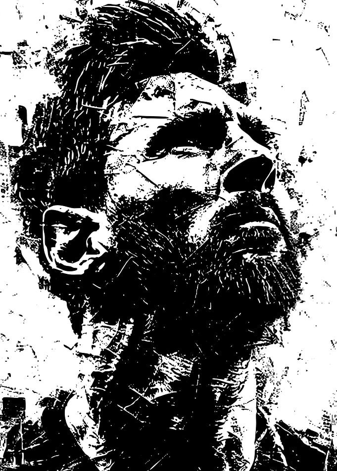 Monochrome Portrait with Distressed Texture