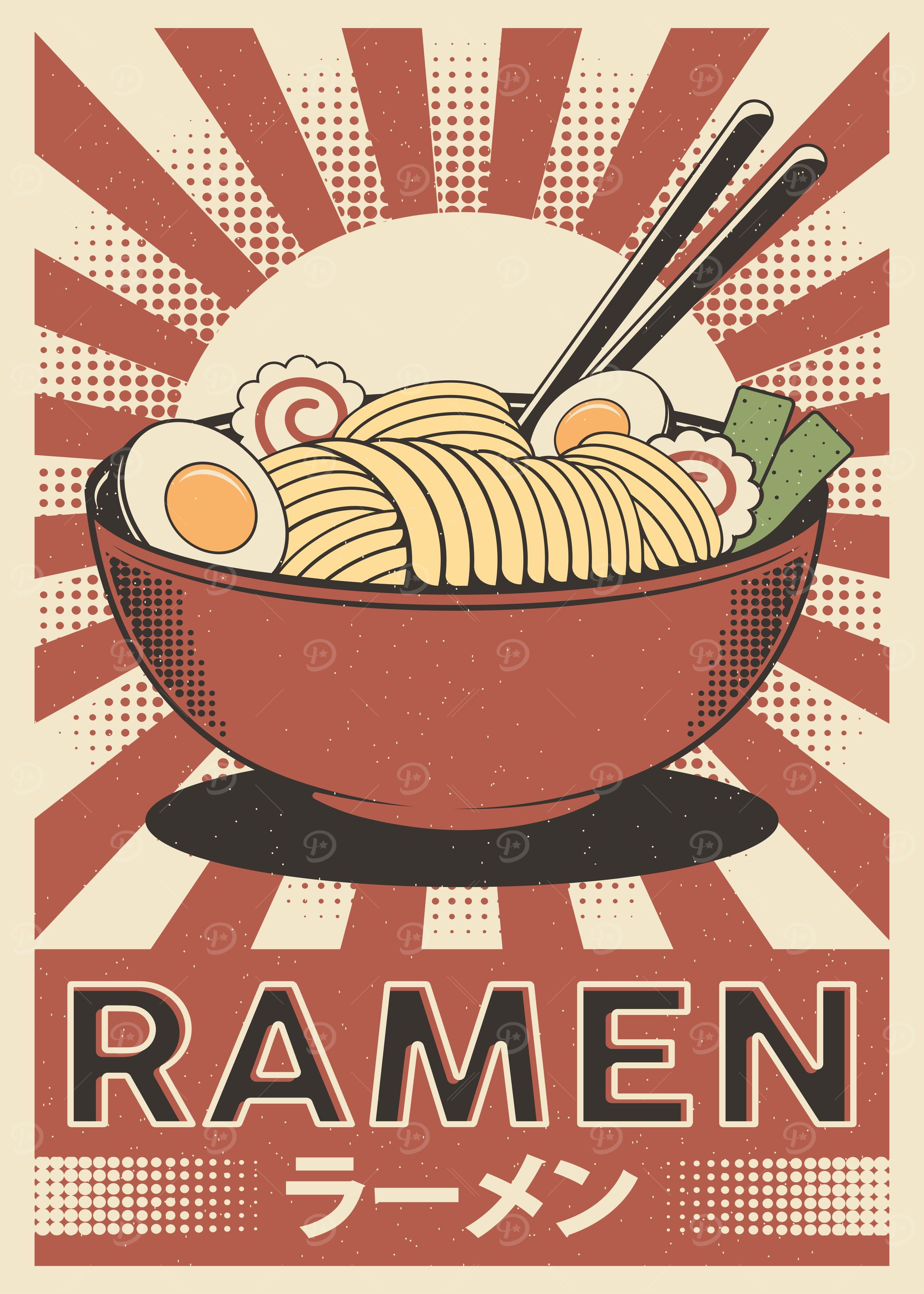 Retro Ramen Bowl Illustration