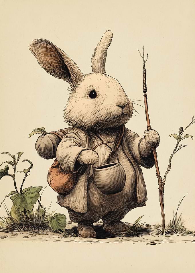 Anthropomorphic Rabbit Traveler Illustration