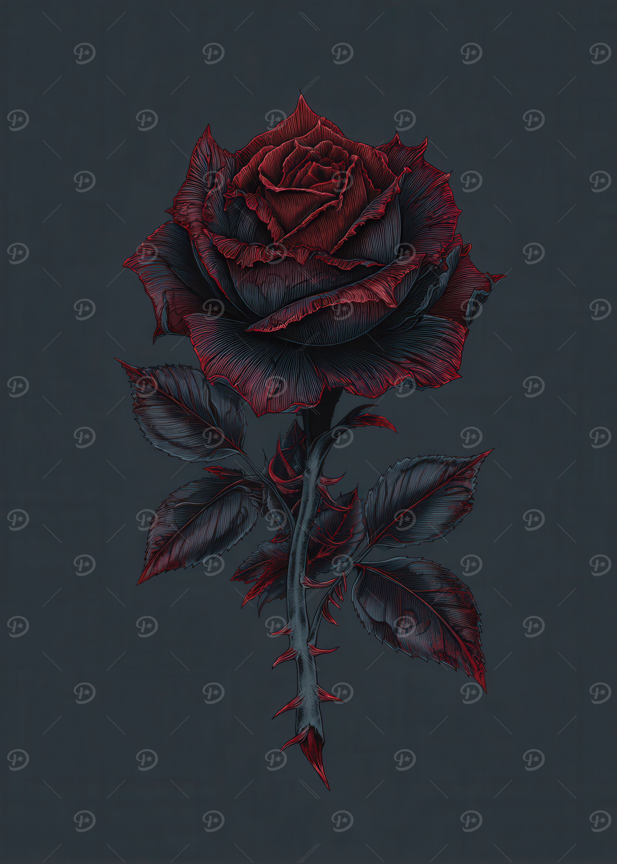Dark Red Rose Illustration