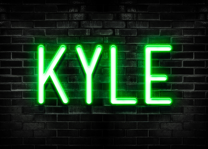 Kyle Neon Sign on Brick Wall