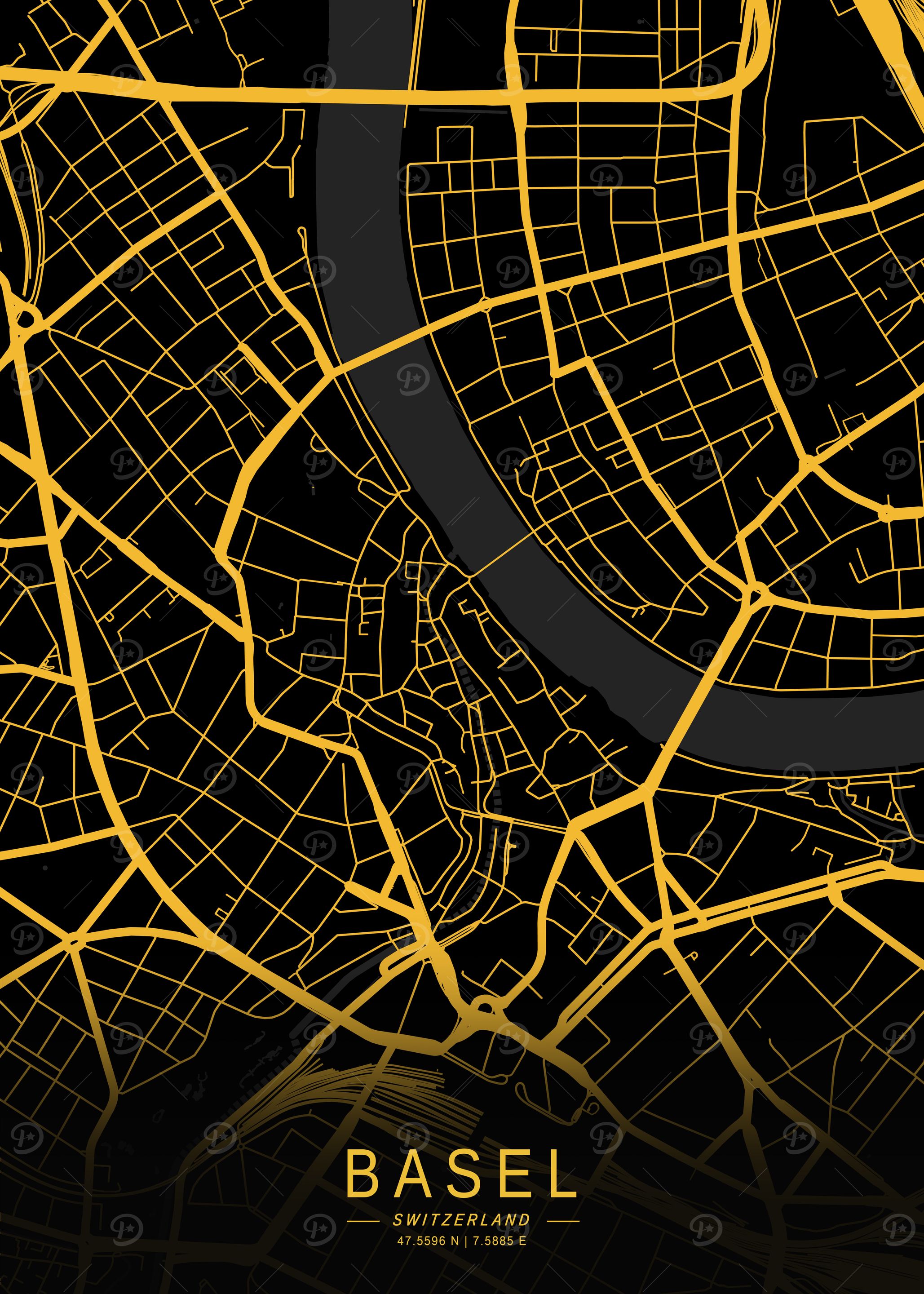 Golden Basel City Map
