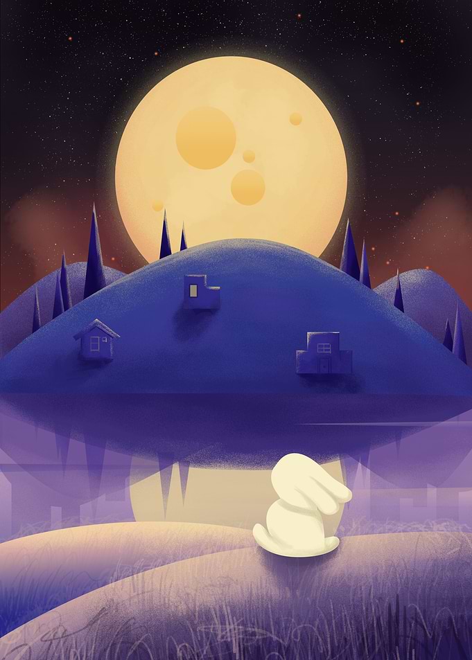 Rabbit Gazing at the Moon