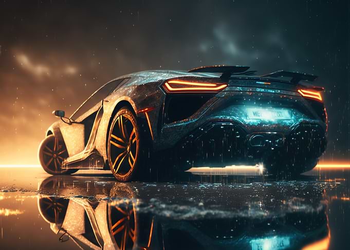 Sleek Car in Rain
