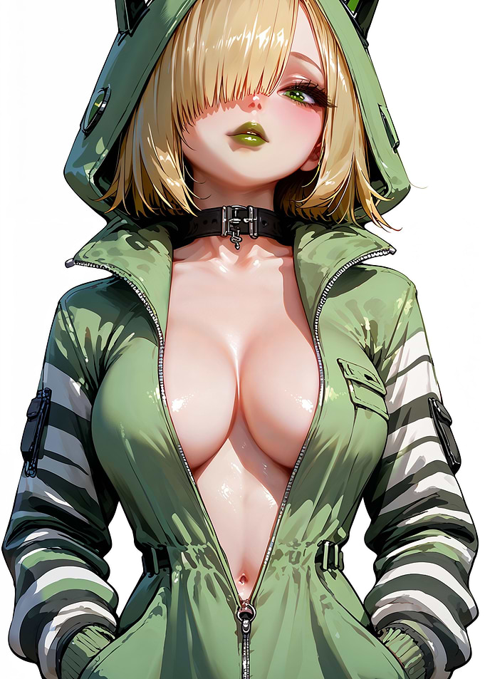 Anime Girl in Green Jumpsuit