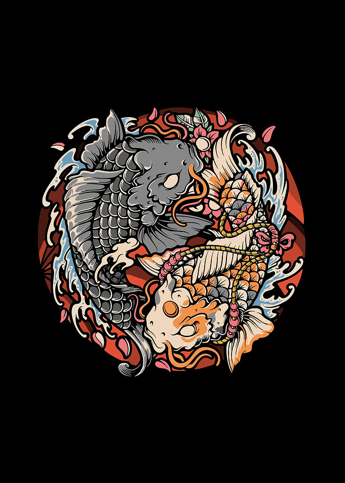 Yin Yang Koi Fish Illustration