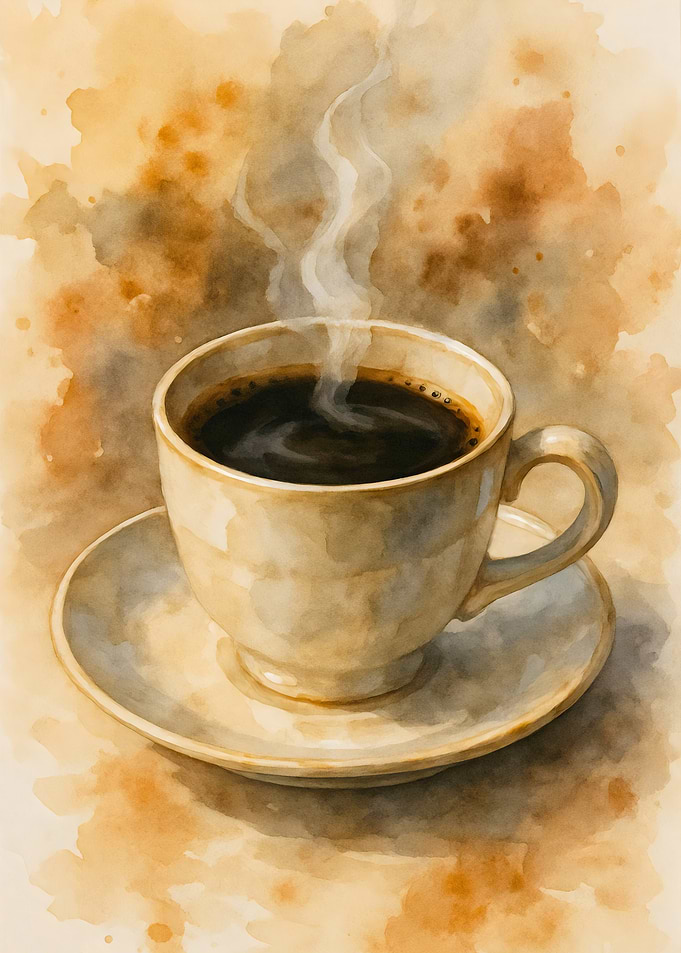 Watercolor Coffee Cup with Steam