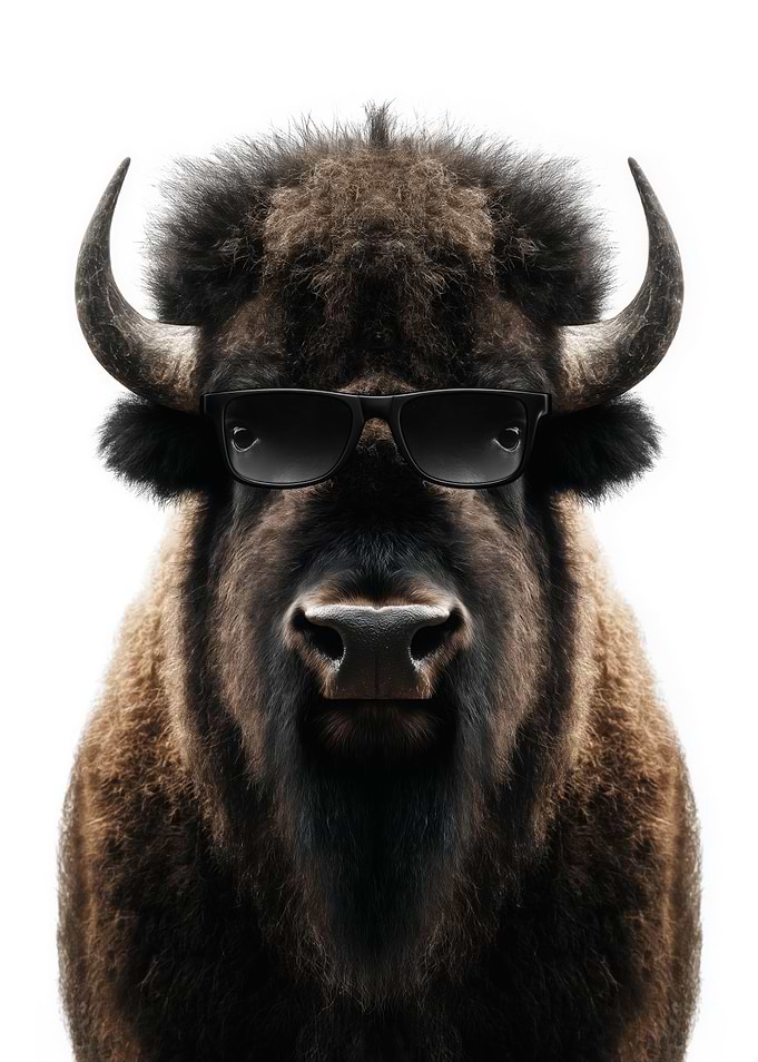 Cool Bison with Sunglasses Portrait