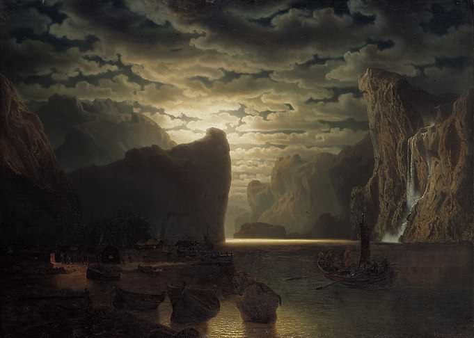 Moonlit Coastal Landscape with Boats