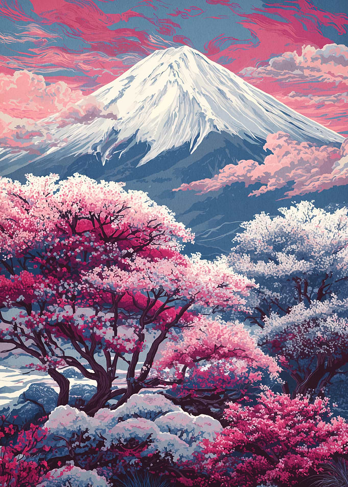Mount Fuji and Cherry Blossoms
