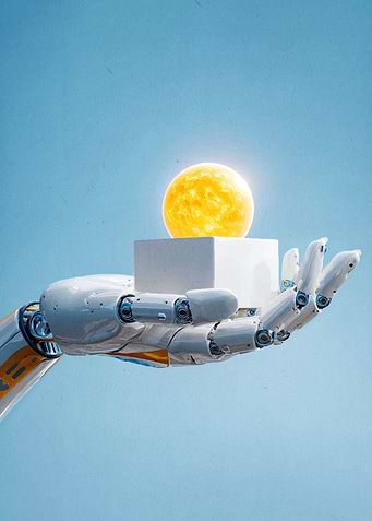 Robotic Hand Holding a Glowing Orb