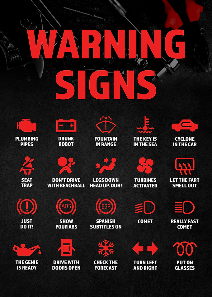 Funny Car Warning Signs Dashboard