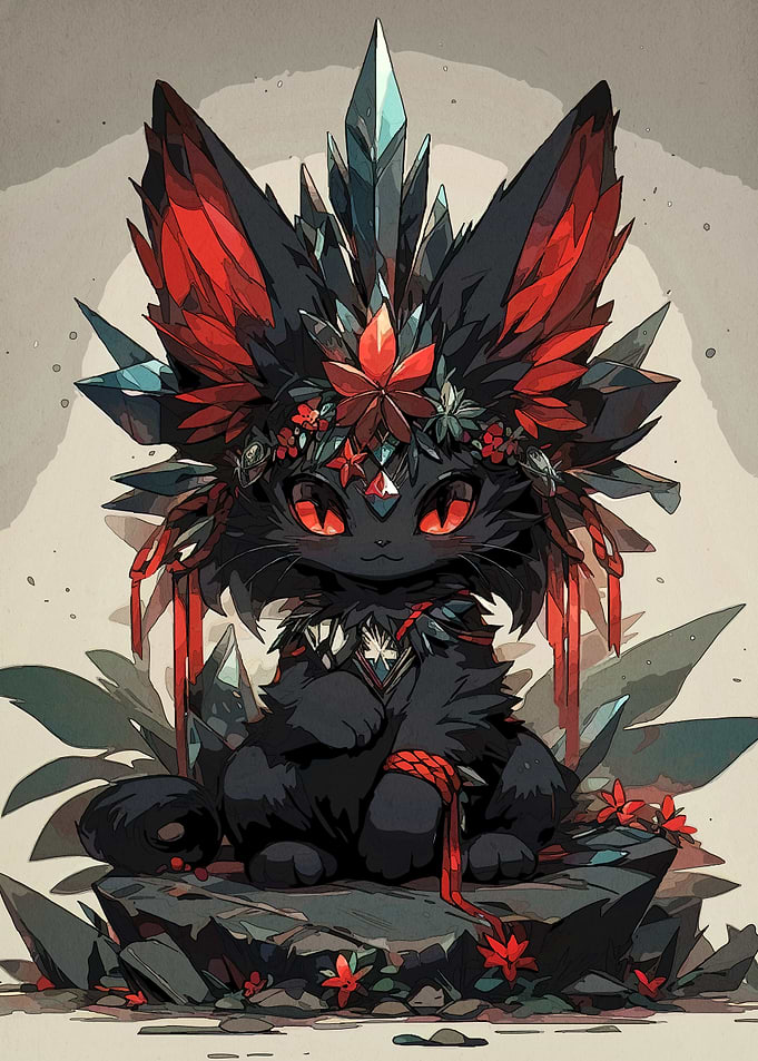 Crystal Crowned Black Cat