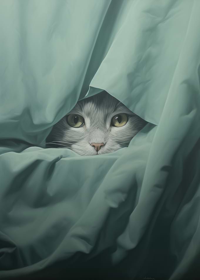 Cat peeking Animal art