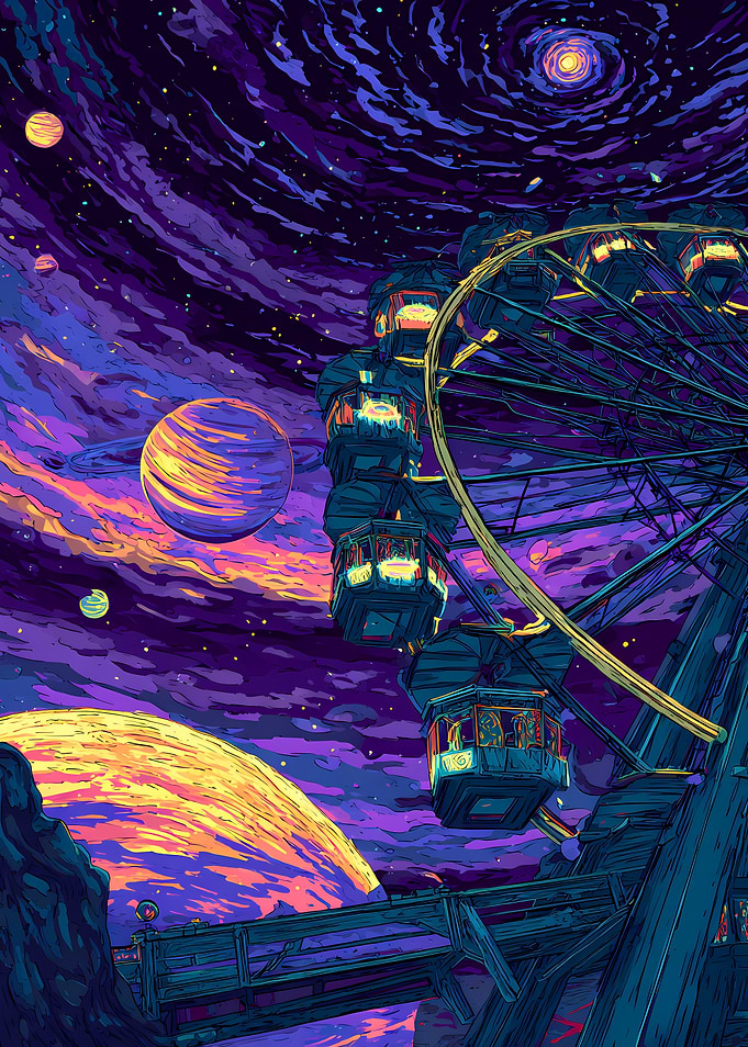 Ferris Wheel Under a Cosmic Sky