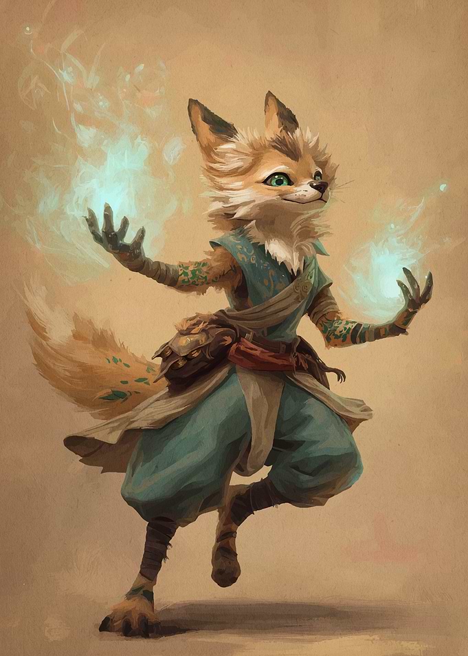 Fox Mage Casting Magic
