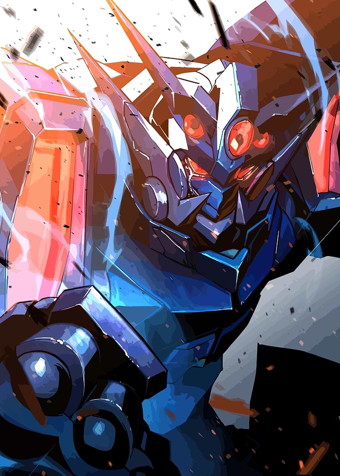 Blue and Orange Robot Illustration