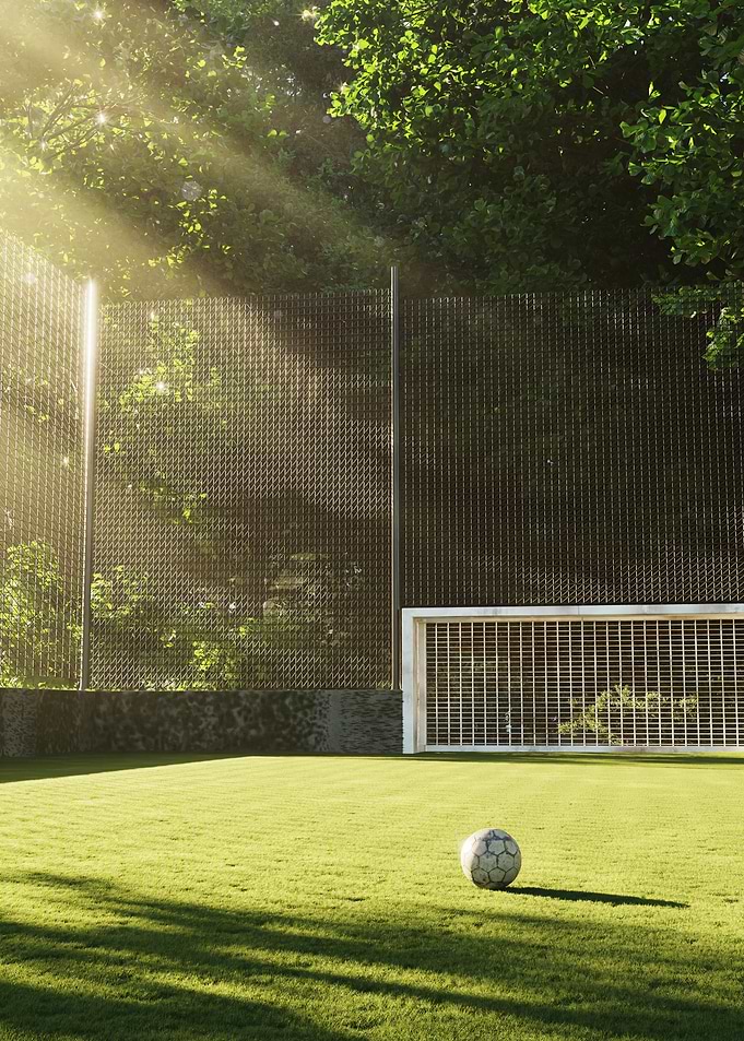 Soccer ball on a green field