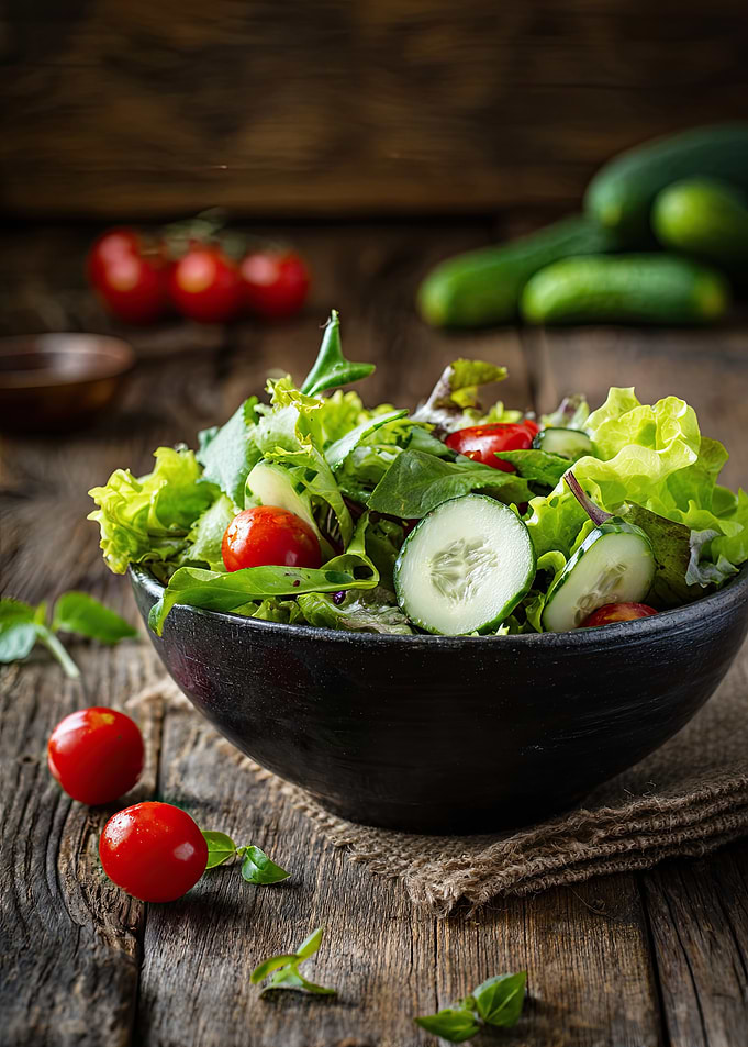 Fresh Salad with Tomatoes and Cucumbers