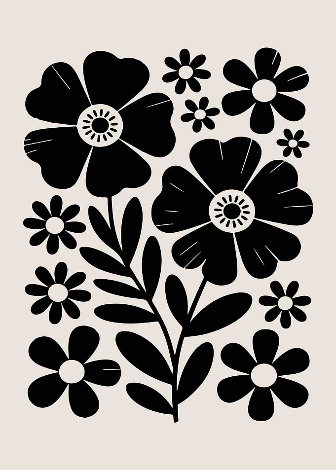 Black and Beige Floral Pattern Art