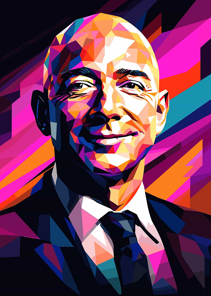 Jeff Bezos Colorful Geometric Portrait