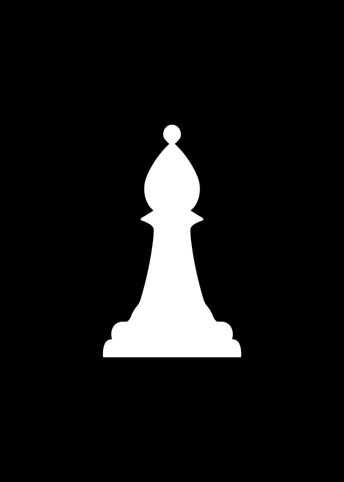 White Chess Bishop on Black Background