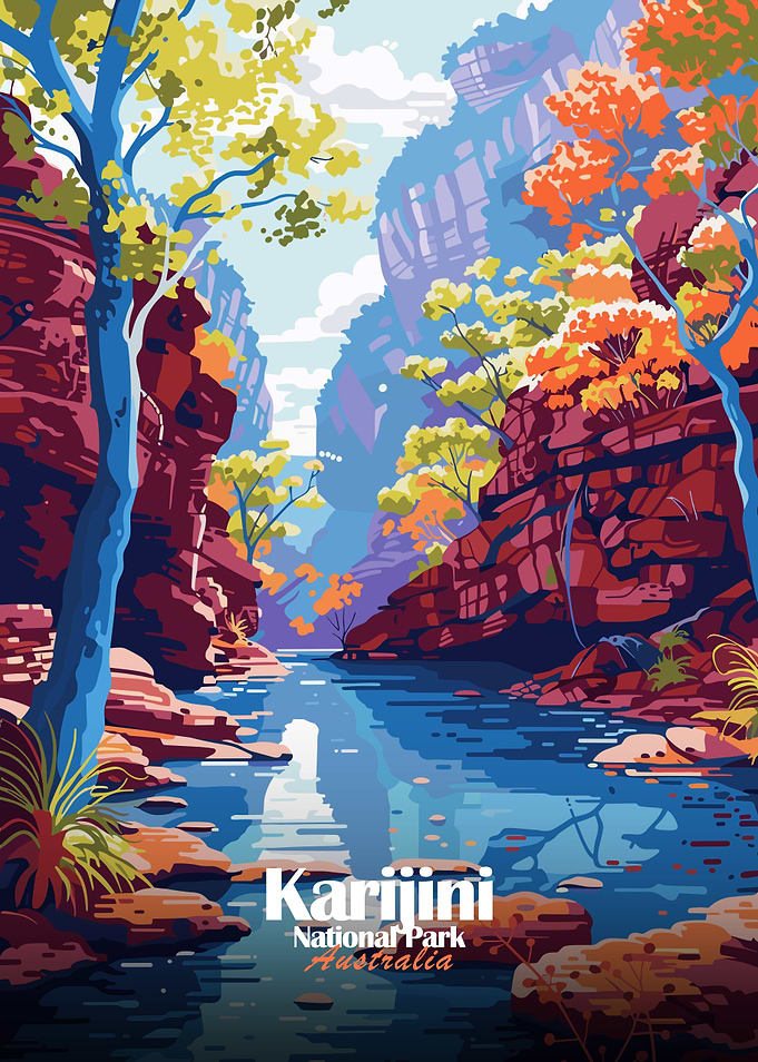 Karijini National Park Australia Illustration
