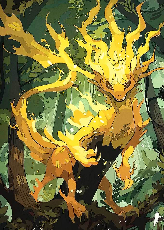 Golden Dragon in Forest