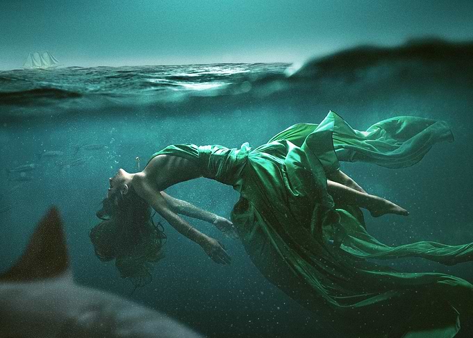 Underwater Woman with Shark