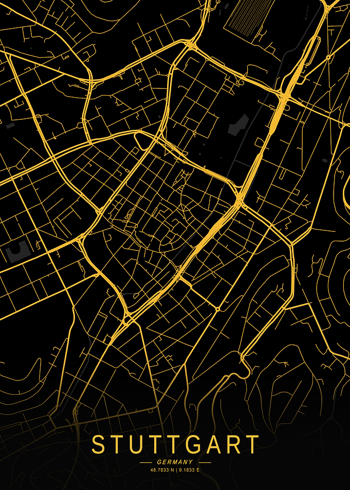 Golden Stuttgart City Map