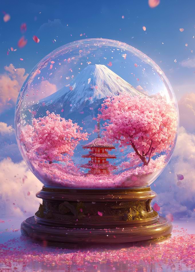 Japan Mount Fuji With Cherry Blossoms