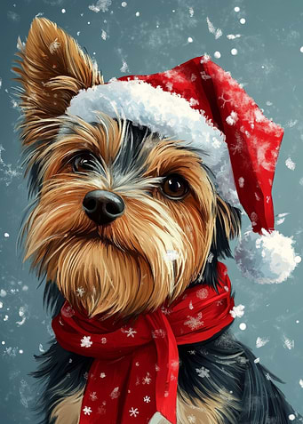 Yorkie Christmas Portrait | Yorkshire Terrier in Santa Hat