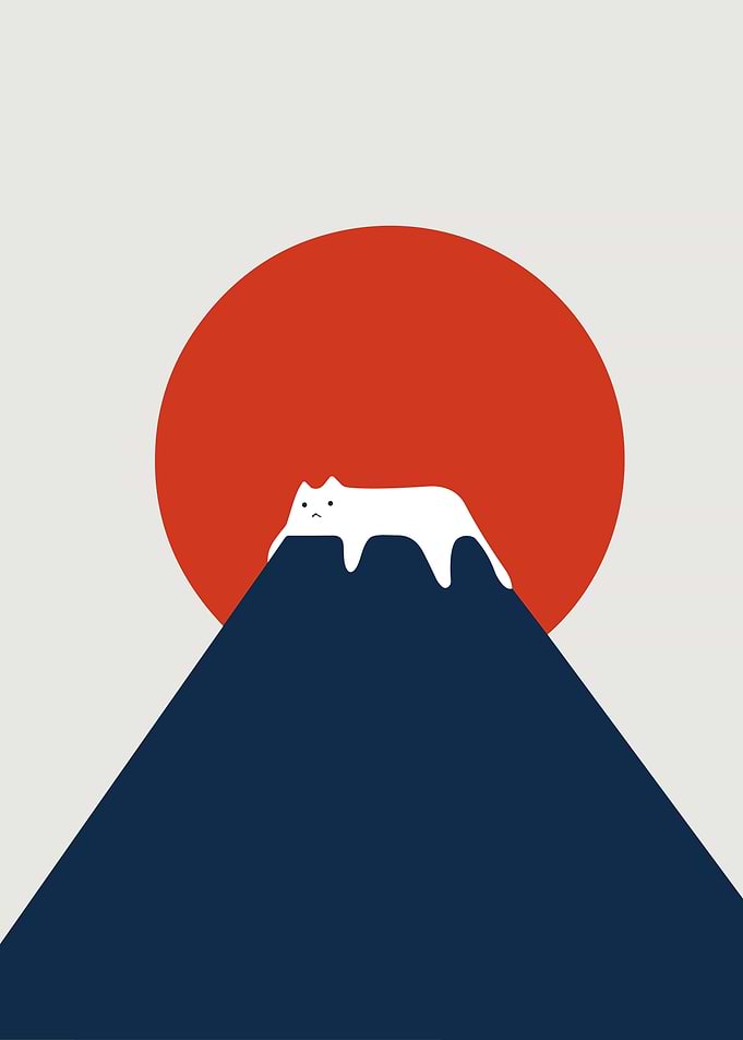 Cat on Mountain with Sun
