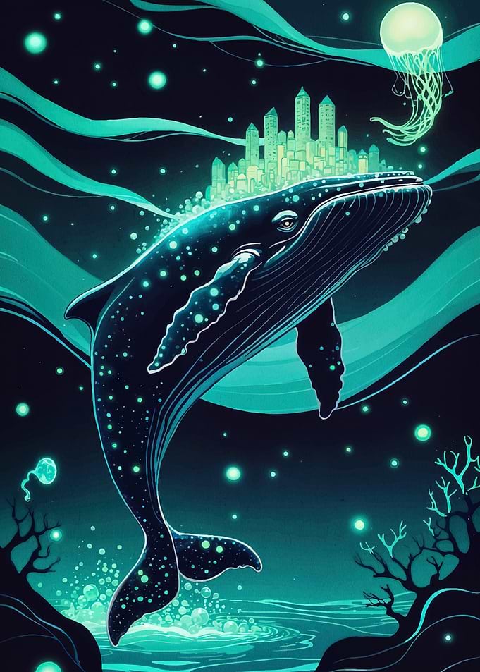 Glowing Whale Cityscape Crown