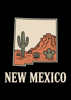New Mexico Desert Landscape Illustration