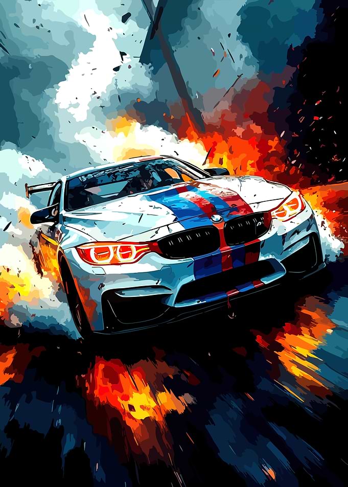 BMW M4 Racing Car Art