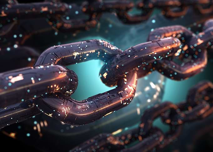 Futuristic Blockchain with Glowing Details