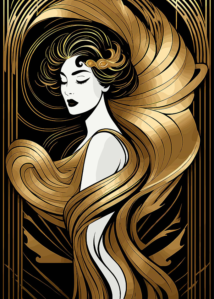 Golden Haired Woman Art Deco Style