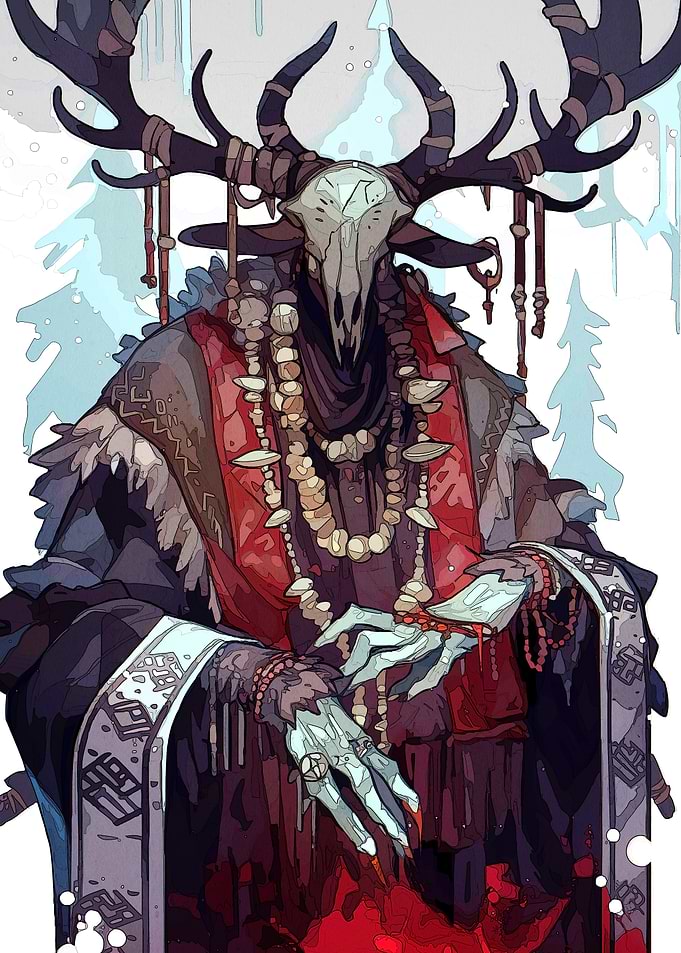 Forest Shaman Antler Skull