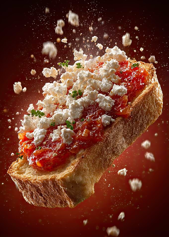 Tomato and Feta Toast Levitation